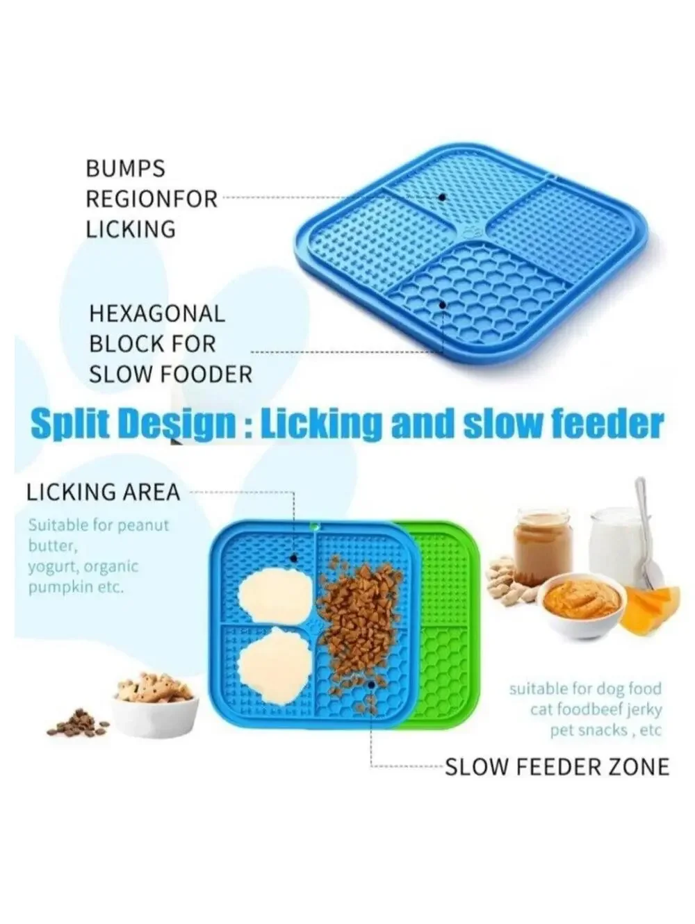 Dog Licking Mats 2pc Set Slow Feeder Lick Pads Suction Cup Base For Grooming Etc